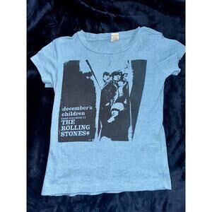 VINTAGE ROLLING STONES "DECEMBER'S CHILDREN" ALBUM DENIM HEATHER BAND TEE XS